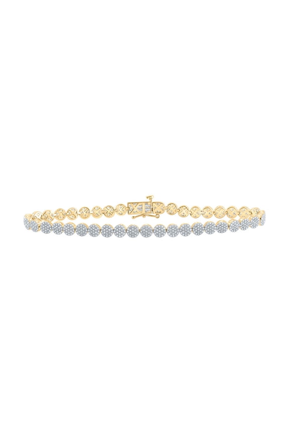 10k Yellow Gold Mens Diamond Circle Link Bracelet 3 Ctw
