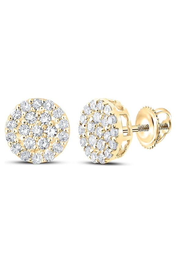 10k Yellow Gold Mens Diamond Earrings 1/4 Ctw
