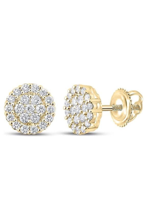 10k Yellow Gold Mens Diamond Earrings 1-5/8 Ctw