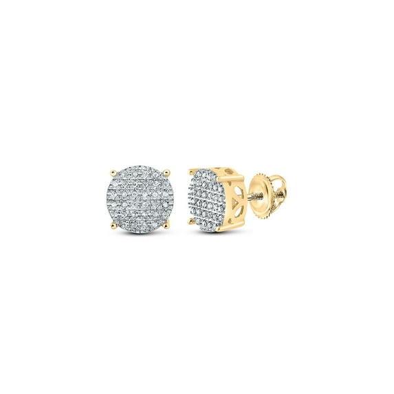 Macey Worldwide Jewelry 10k Yellow Gold Mens Diamond Earrings 1/5 Ctw