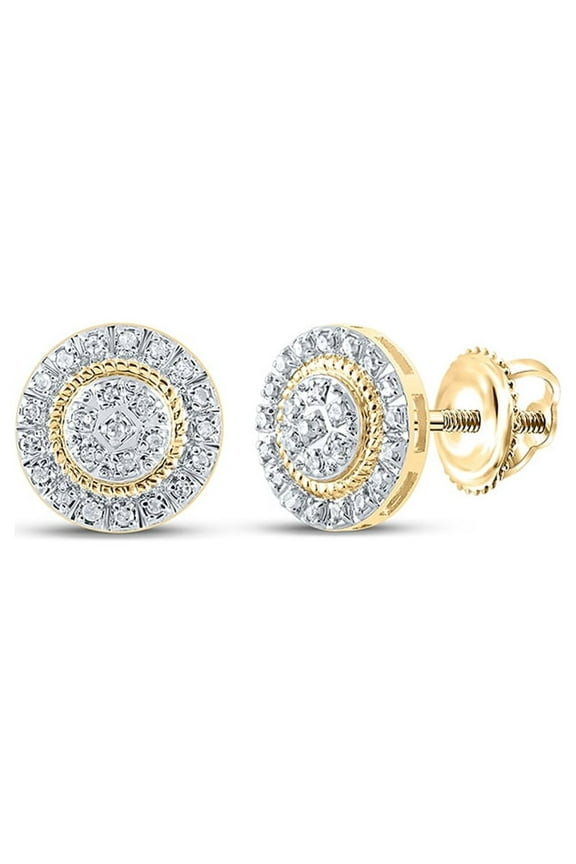10k Yellow Gold Mens Diamond Earrings 1/8 Ctw