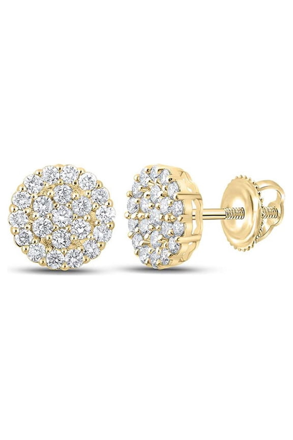 10k Yellow Gold Mens Diamond Earrings 2-1/2 Ctw