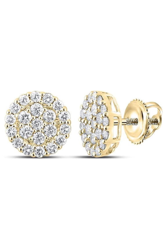 10k Yellow Gold Mens Diamond Earrings 2 Ctw