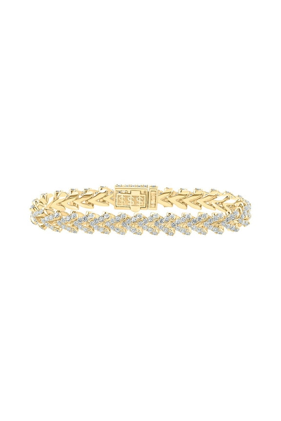 10k Yellow Gold Mens Diamond Franco Link Bracelet 14 Ctw