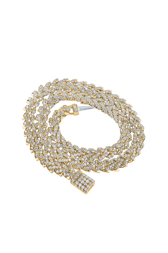 10k Yellow Gold Mens Diamond Franco Link Chain Necklace Ctw