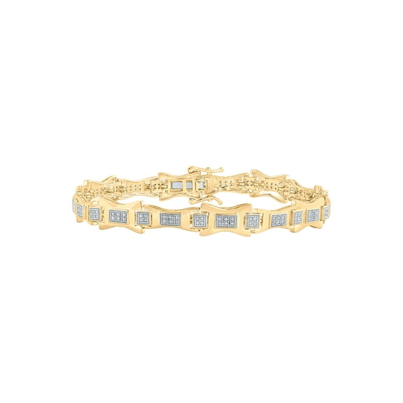 Macey Worldwide Jewelry 10k Yellow Gold Mens Diamond Link Bracelet 1/2 Ctw