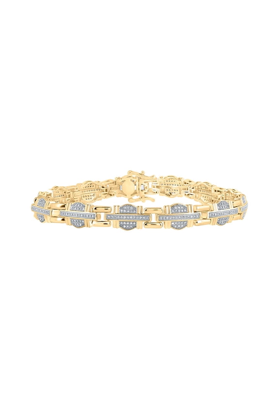 10k Yellow Gold Mens Diamond Link Bracelet 1 Ctw