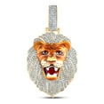 thumbnail image 1 of Macey Worldwide Jewelry 10k Yellow Gold Mens Diamond Lion Face Charm Pendant 5/8 Ctw, 1 of 2