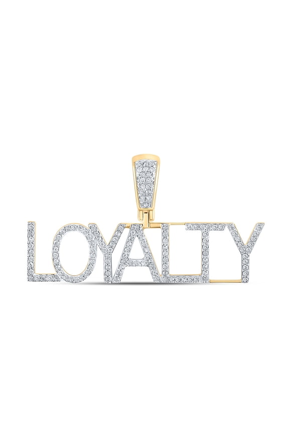 10k Yellow Gold Mens Diamond Loyalty Charm Pendant 1/3 Ctw