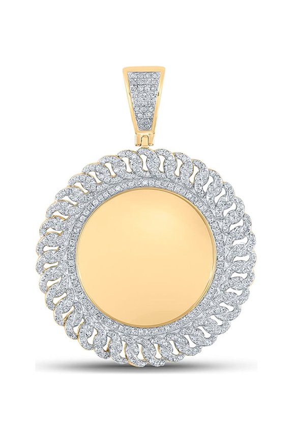 10k Yellow Gold Mens Diamond Memory Circle Charm Pendant 1 Ctw