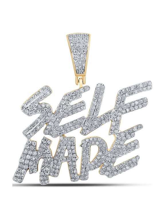 10k Yellow Gold Mens Diamond Self-Made Charm Pendant 1-3/8 Ctw