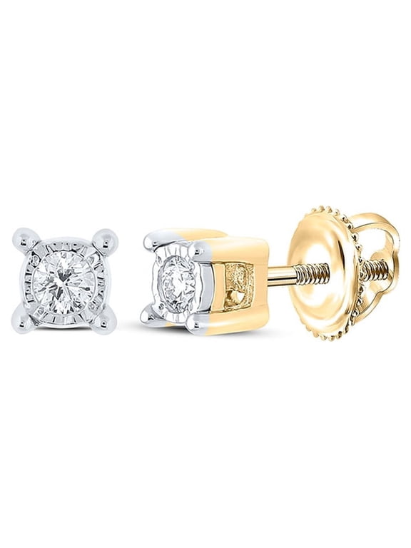 10k Yellow Gold Mens Diamond Stud Earrings 1/10 Ctw