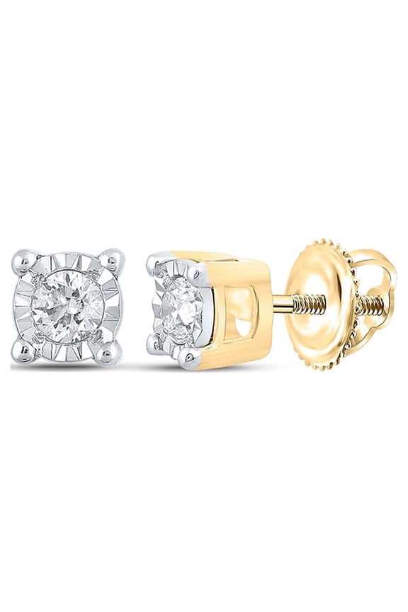 10k Yellow Gold Mens Diamond Stud Earrings 1/5 Ctw