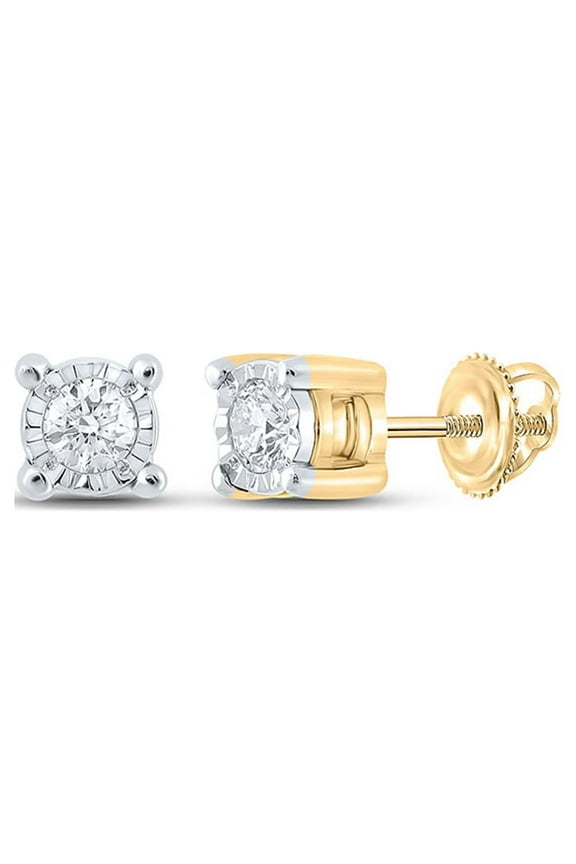 10k Yellow Gold Mens Diamond Stud Earrings 1/6 Ctw