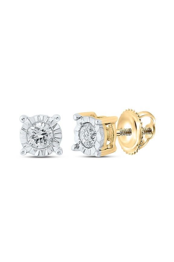 10k Yellow Gold Mens Diamond Stud Earrings 1/8 Ctw
