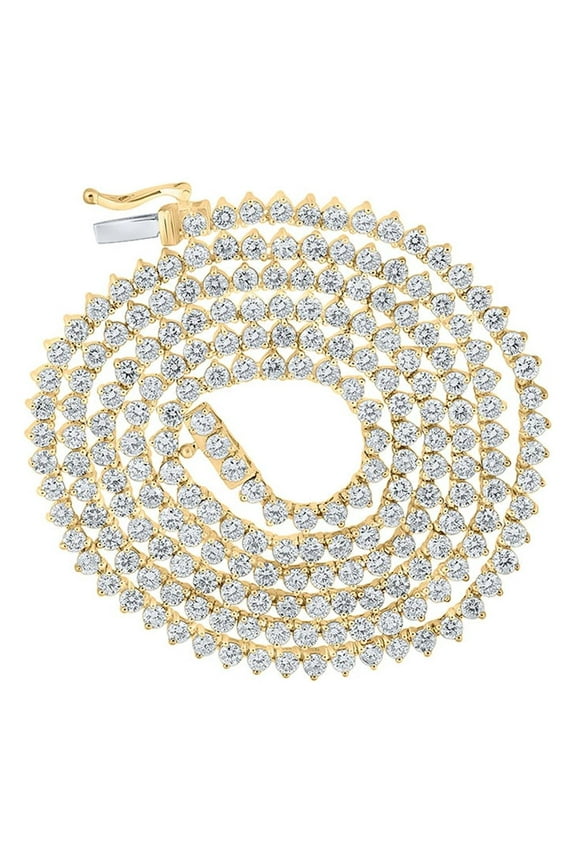 10k Yellow Gold Mens Diamond Studded Link Chain Necklace 10-5/8 Ctw