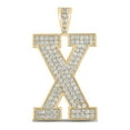 thumbnail image 1 of Macey Worldwide Jewelry 10k Yellow Gold Mens Diamond X Initial Letter Charm Pendant 1-7/8 Ctw, 1 of 3