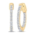 thumbnail image 1 of Macey Worldwide Jewelry 14k Yellow Gold Diamond In Out Hoop Earrings 2 Ctw, 1 of 2