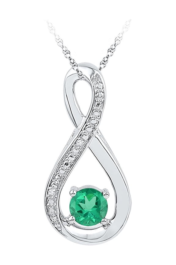 Silver Lab Created Emerald Fashion Pendant 1/2 Ctw