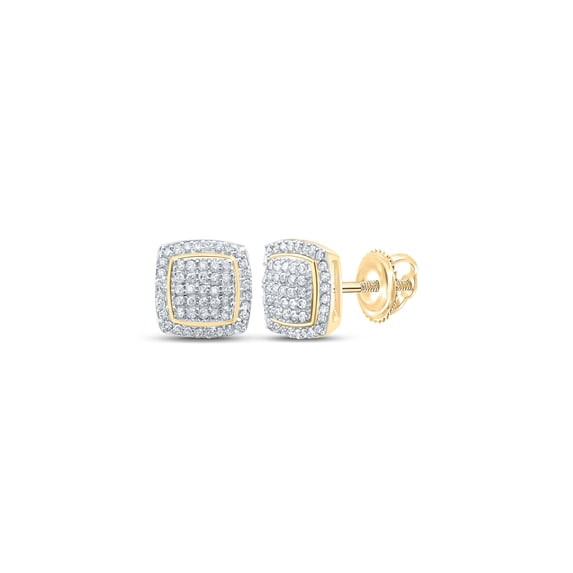 Macey Worldwide Jewelry Yellow-tone Silver Diamond Square Earrings 1/3 Ctw
