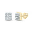 thumbnail image 1 of Macey Worldwide Jewelry Yellow-tone Silver Diamond Square Earrings 1/6 Ctw, 1 of 2