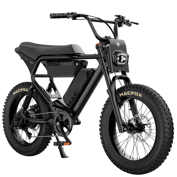 Macfox X2 1000W Peak Adult Electric Mountain Bike , 20"x4.0" Fat Tire E-Bike, 2Pcs 48V 20Ah Battery, 20MPH, 90-mile range Full Suspension