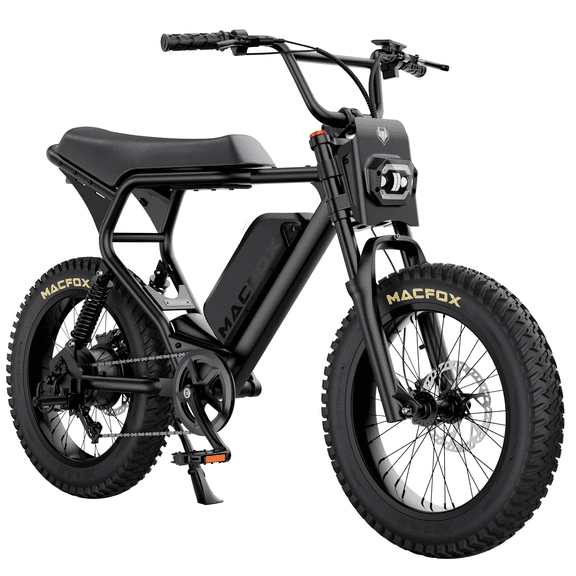 Macfox X2 1000W Peak Electric Mountain Bike , 20"x4.0" Fat Tire E-Bike, 48V 20Ah Battery, 28MPH,  Full Suspension