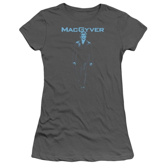 Macgyver Mono Blue Junior Women's Sheer T-Shirt Charcoal