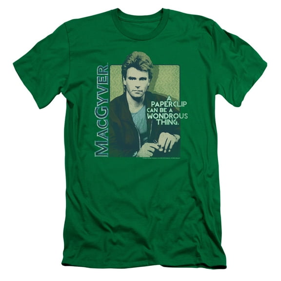 Macgyver Wonderous Paperclip Adult 30/1 T-Shirt Kelly Green