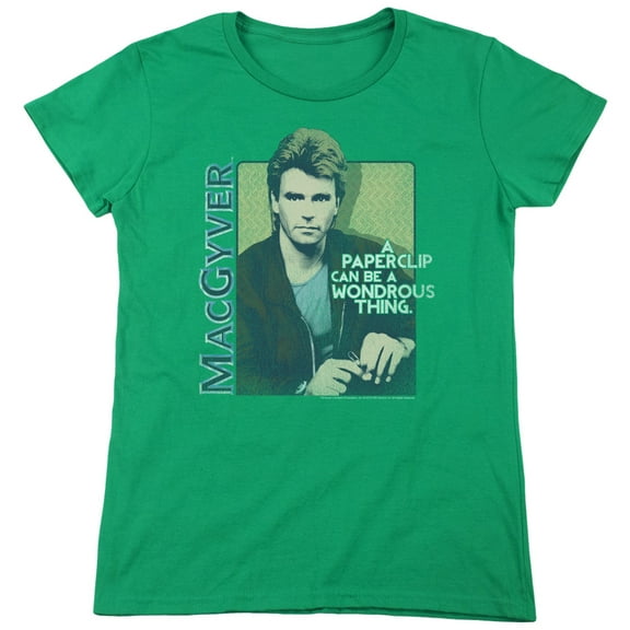 Macgyver Wonderous Paperclip Women's T-Shirt Kelly Green