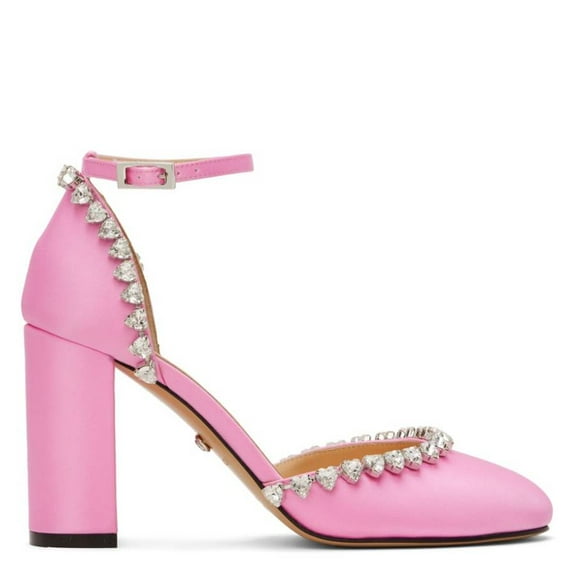 Mach & Mach Audrey 95 Crystal Heart Satin Pumps, Brand Size 35 ( US Size 5 )