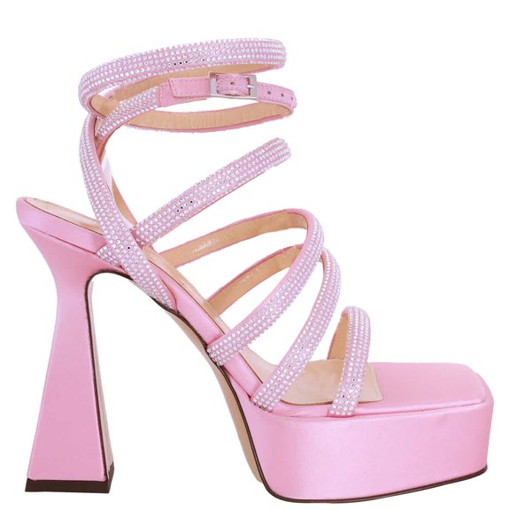 Mach & Mach Sydney Pink Embellishe Platform Sandals, Brand Size 37 ( US Size 7 )