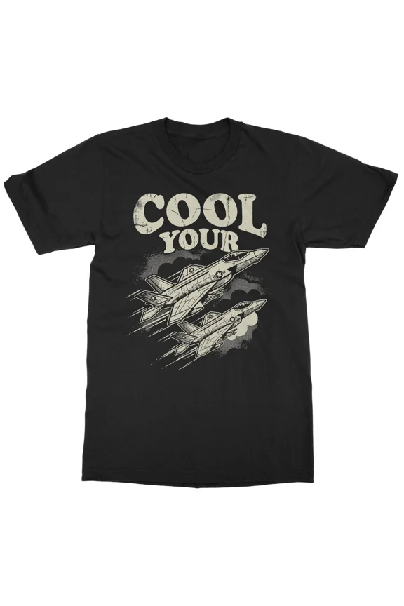 Mach Speed Cool Your Jets Vintage Fighter Jet Graphic Unisex T-Shirt, S-5XL