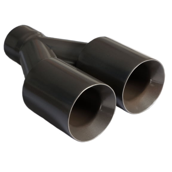Mach-Speed Universal Exhaust Tip Straight Cut Double Wall Powdered Coat Gun Metal Grey