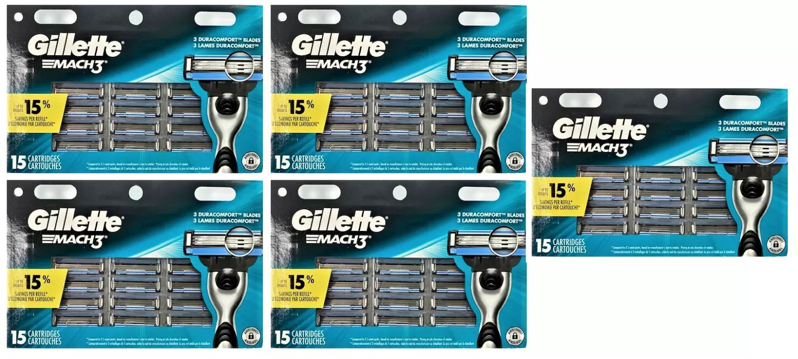 Mach3 Razor Blade Refills – 15 Cartridges (5 Pack) for a Smooth Shave ...