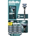 thumbnail interactive-video image 1 of Gillette Mach3 Manual Razor Bundle with 17 Blade Cartridge Refills (Walmart Exclusive), 1 of 7