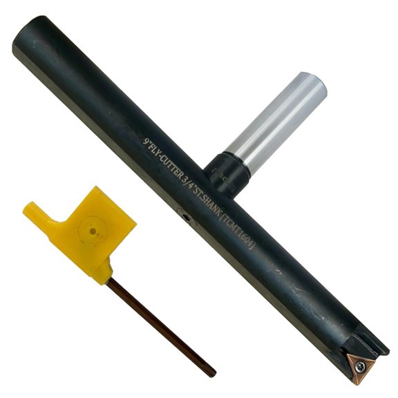 MachEl New Balanced Design 9 Fly Cutter Indexable Type with 3/4 Straight Shank Single Insert Face Milling Cutter TCMT1604 Insert Included Torx Screw & Star Key Included