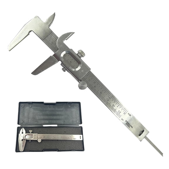 MachEl Premium Non-Digital Vernier Caliper Professional Metric & Imperial Measurement Tool for Inside, Outside, and Depth Measurements (Stainless Steel Body)
