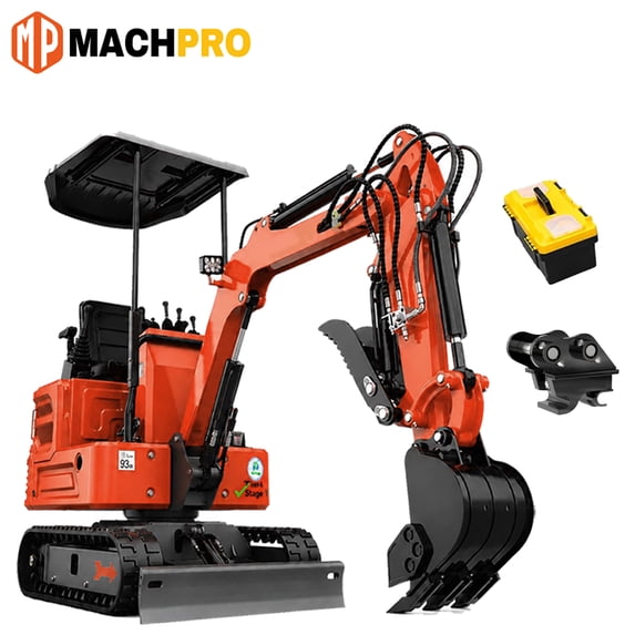 MachPro, Mini Excavator, 1 Ton Hydraulic Digger, 36.1 inch White ...