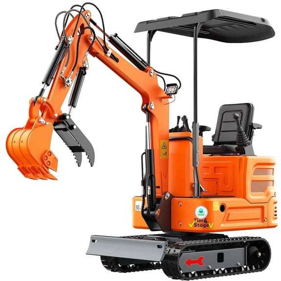 MachPro 1.2Ton Mini Excavator,B&S EPA Gas Engine, 13.5HP Pilot‑Control Track Bulldozer with hydraulic thumb clamp, 300 bucket Attachments for Yard Farm, Free Shipping,Simple Boom‑Arm Self Assembly