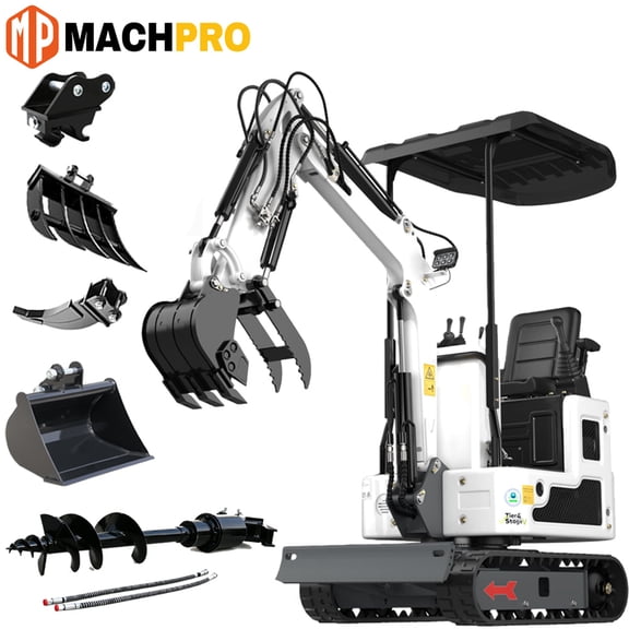 MachPro 1.2 Ton New Pilot Control B&S Gasoline Mini Excavator, With Auger, Work for Tight Space Construction, Landscaping, Farming