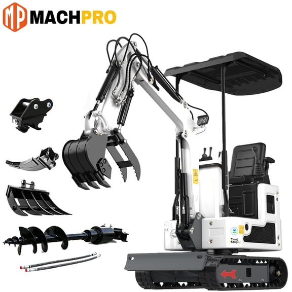 MachPro Mini Excavator 1.2 Ton New Pilot Control B&S Gasoline , With Bucket, Work for Tight Space Construction, Landscaping, Farming