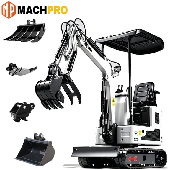 MachPro Mini Excavator 1.2 Ton New Pilot Control B&S Gasoline , With Bucket, Work for Tight Space Construction, Landscaping, Farming