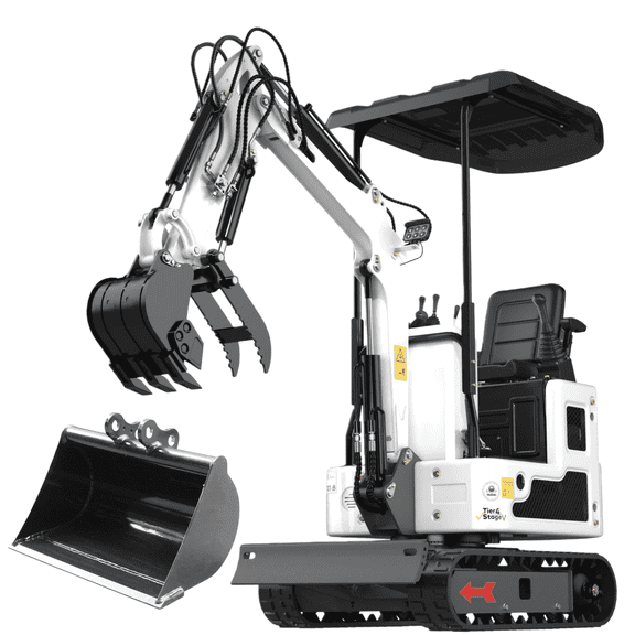 MachPro 1.2 Ton New Pilot Control B&S Gasoline Mini Excavator, With Toothless Bucket, Work for Tight Space Construction, Landscaping, Farming