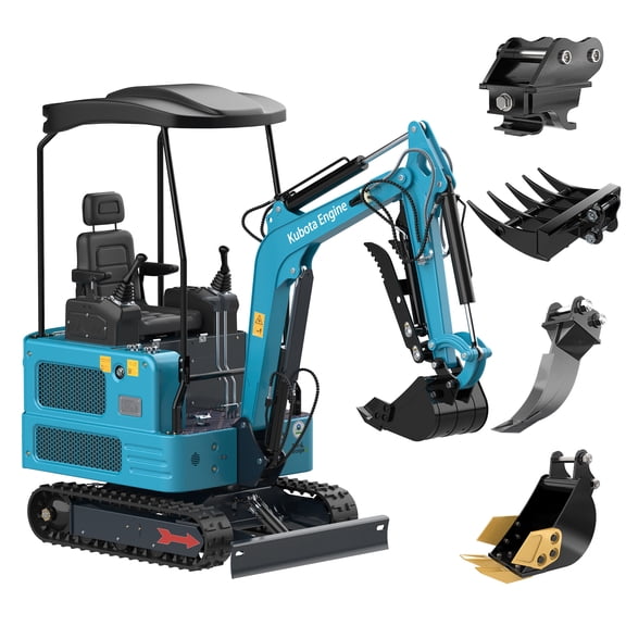 MachPro 1.8 Ton Diesel Mini Excavator With seven attachments, EPA-Certified Kubota Engine, Pilot Control System, 2800 lbs Dig Force, Ideal for Landscaping, Trenching & Construction
