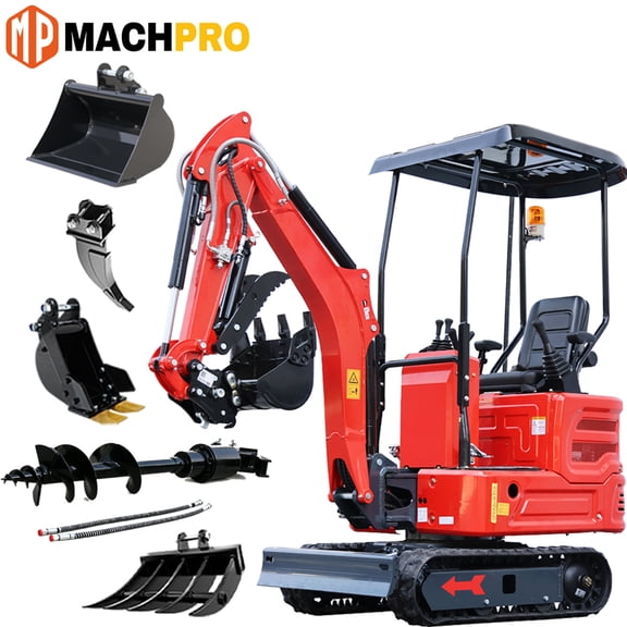 MachPro 1.4 Ton Diesel Mini Excavator, EPA-Certified Kubota Engine, Pilot Control System, Dig Force, Ideal for Landscaping, Trenching & Construction