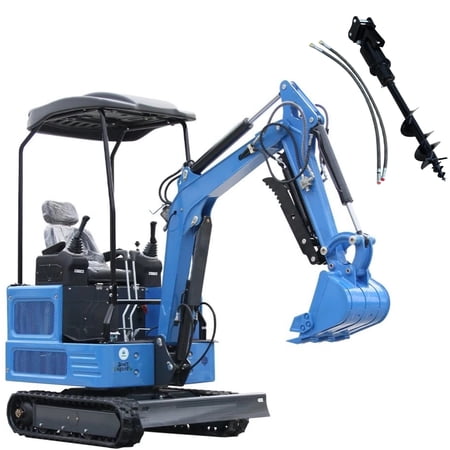 MachPro 1.8 Ton Mini Excavator with Auger, EPA-Certified Kubota Diesel Engine, 2800 lbs Digging Force for Home, Garden, Trenching, Landscaping & Construction