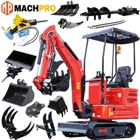 MachPro 1.4 Ton 3086.5 lbs Mini Excavator, EPA-Certified Kubota Diesel Engine, 9.2 KN Digging Force for Home, Garden, Trenching, Landscaping & Construction