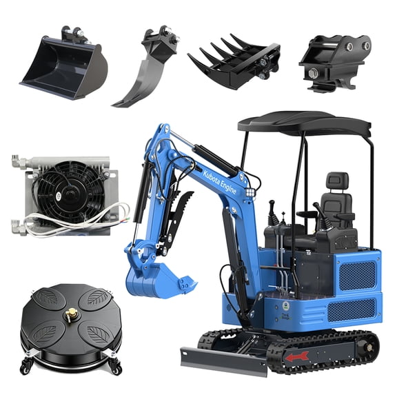 MachPro 1.8 Ton Mini Excavator, EPA-Certified Kubota Diesel Engine, 2800 lbs Digging Force for Home, Garden, Trenching, Landscaping & Construction