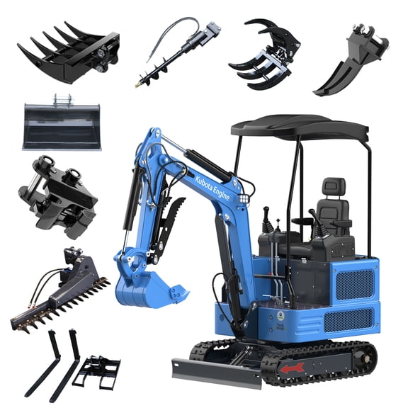 MachPro 1.8 Tons Diesel Crawler Digger with Kubota Engine, Mini Excavator Pilot Control, Hydraulic Thumb Clamp,Bucket, for Trenching, Farming, Landscaping, Curbside Delivery & Professional Unloading